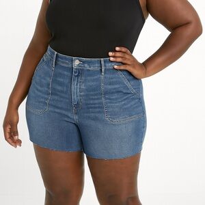 Torrid Denim Jean Shorts Size 28 Plus Raw Hem Casual Blue